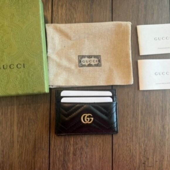 High-End Gucci Black Leather Card Organizer, GG Logo - Picture 1 of 4